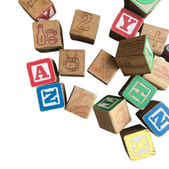 Vintage Wooden Alphabet Blocks Building Child Toy Lot Japan Stamped READ DSCPT - Picture 5 of 8